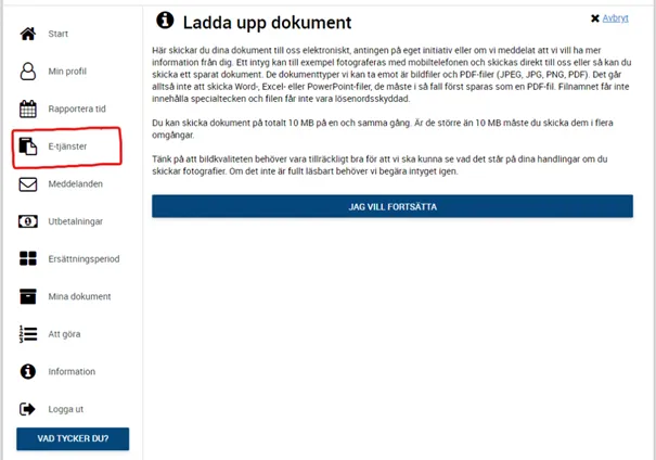 Ladda upp dokument på Mina sidor